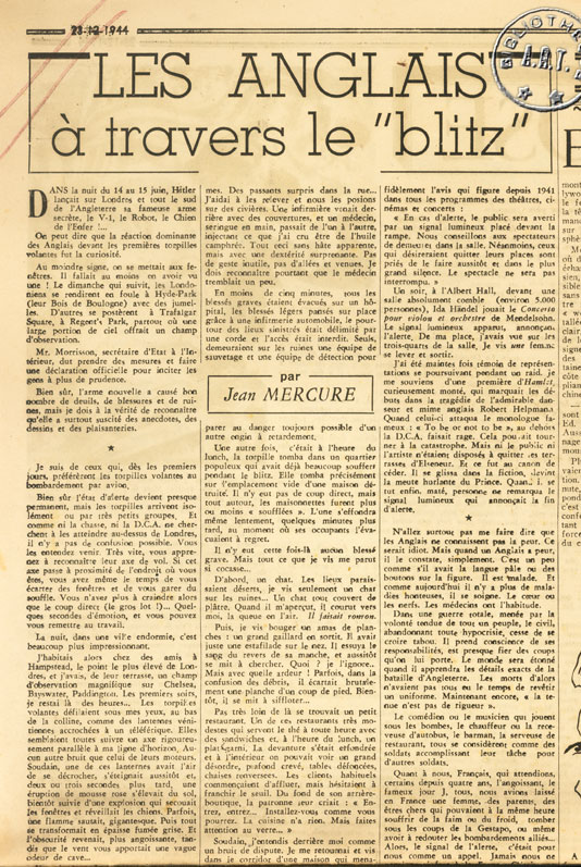 Article de Jean Mercure dans Les Lettres Françaises