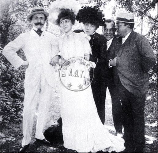 Edmond rostand, Roselinde Gérard, Sarah Bernhardt, Constant et Jean Coquelin vers 1900