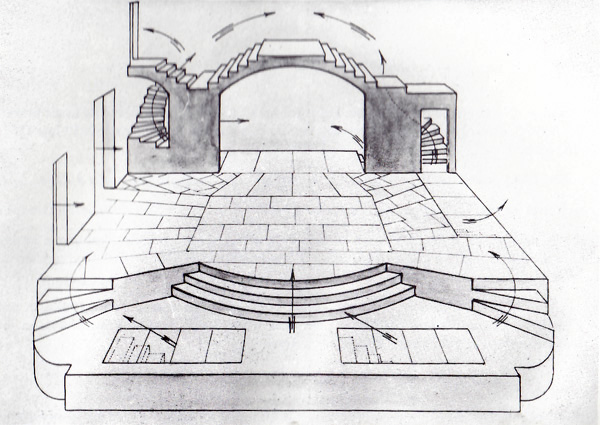Théâtre du Vieux-Colombier, dessin de Louis Jouvet